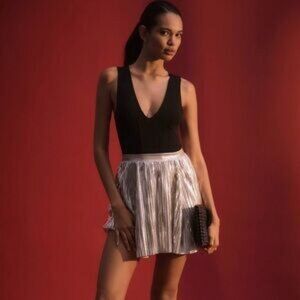 ANTHROPOLOGIE- Pilcro Plunge Black Bodysuit Size M-NWT